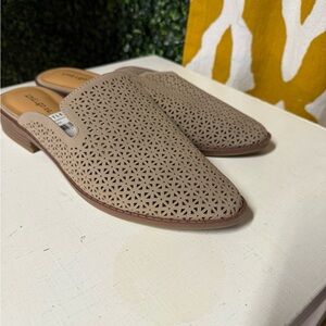 Indigo Beige Perforated Mules